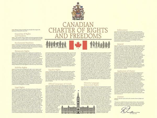 Poster with Canadian Charter of Rights and Freedoms